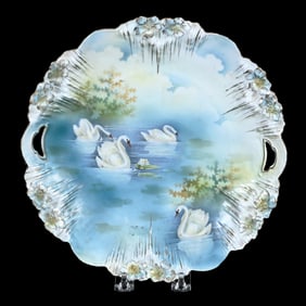 Cake Plate, Marked R.S. Prussia, Icicle Mold
