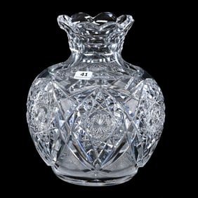 Vase, American Brilliant Cut Glass, Creswick Pattern By Egginton