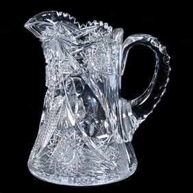 Water Pitcher, American Brilliant Cut Glass, Yale Pattern By Clark