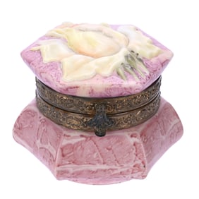 Six Sided Jewel Box, Marked Kelva Art Glass