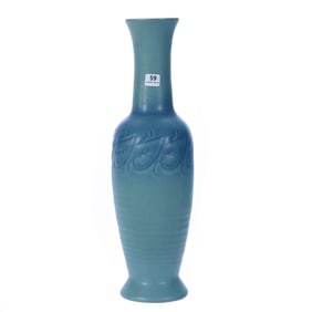 Vase, Marked Van Briggle, Art Pottery, Ming Blue Finish