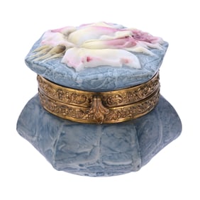 Six Sided Jewel Box, Marked Kelva Art Glass