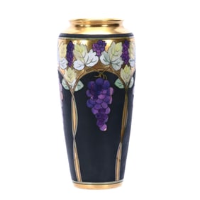 Vase, Marked Pickard, Lustre Grapes And Leaves Pattern, Artist Signed Hessler