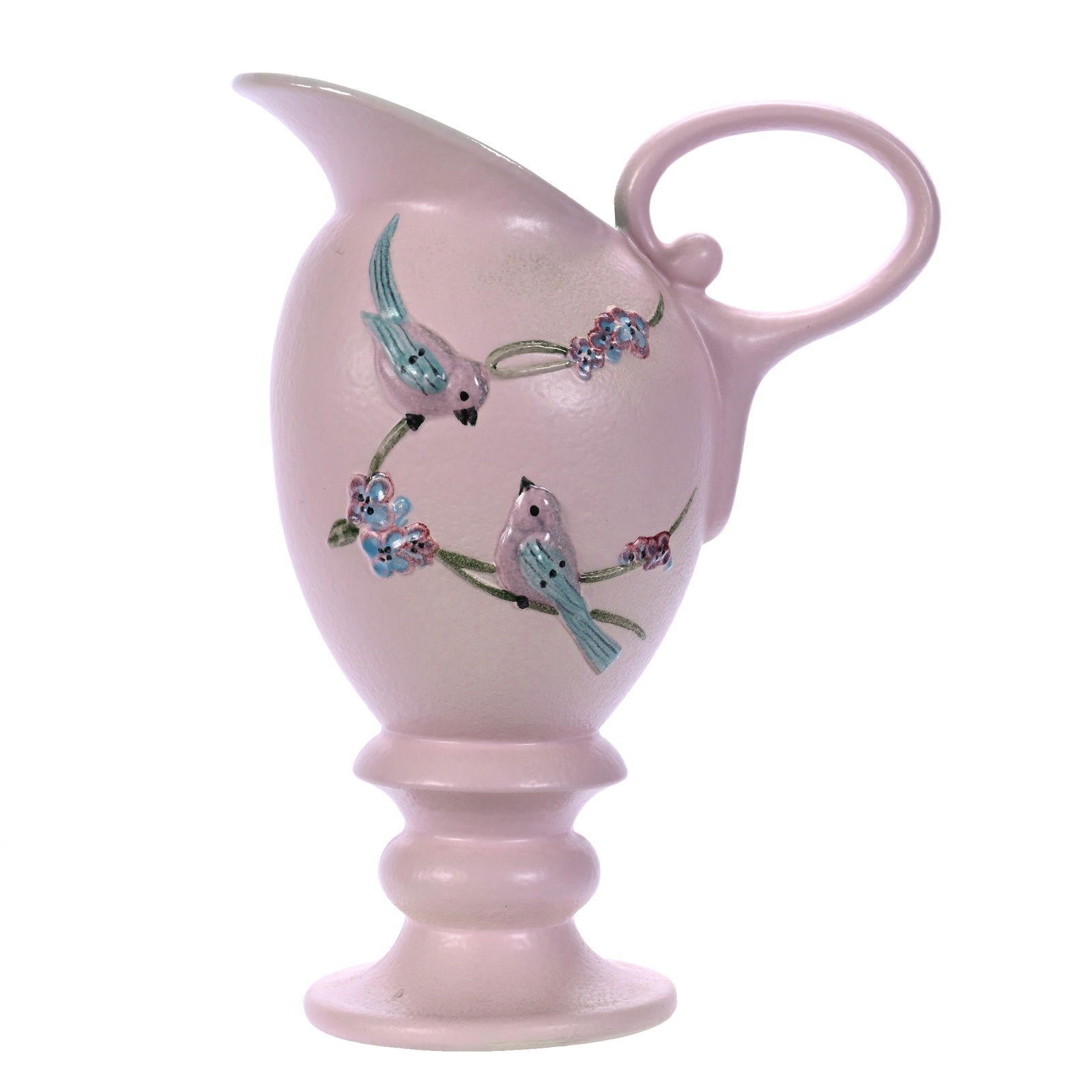 Pedestal Pitcher, Marked Hull, Art Pottery, Serenade Pattern, Circa 1957 (1 of 3)