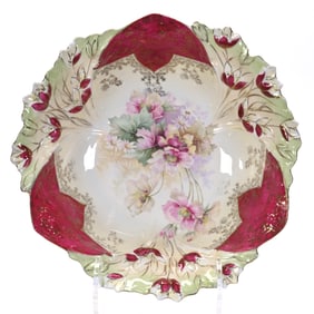 Bowl, Unmarked R.S. Prussia, Floral Mold