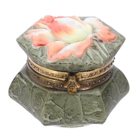 Six Sided Jewel Box, Marked Kelva Art Glass