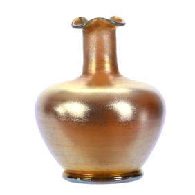 Vase, Signed L.C. Tiffany-Favrile, #1119-5573K, Gold Iridescent Art Glass
