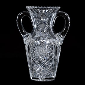 Two Handled Vase, American Brilliant Cut Glass