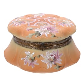 Dresser Box, Marked Nakara, Art Glass, Crown Mold