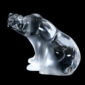Crystal Figurine, Signed Lalique France, Sitting Polar Bear
