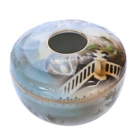 Hair Receiver, Marked R.S. Prussia, Swan And Terrace Scenic Decor