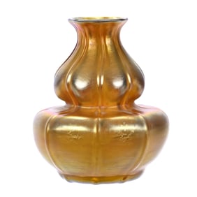 Vase, Signed L.C. Tiffany-Favrile, #7481H, Gold Iridescent Art Glass