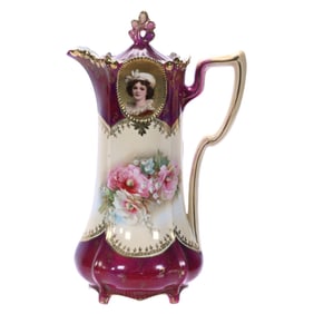 Chocolate Pot, Marked R.S. Prussia, Medallion Mold