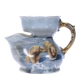 Miniature Scuttle Mug, Unmarked Royal Bayreuth, Rare Polar Bear Scenic Decor