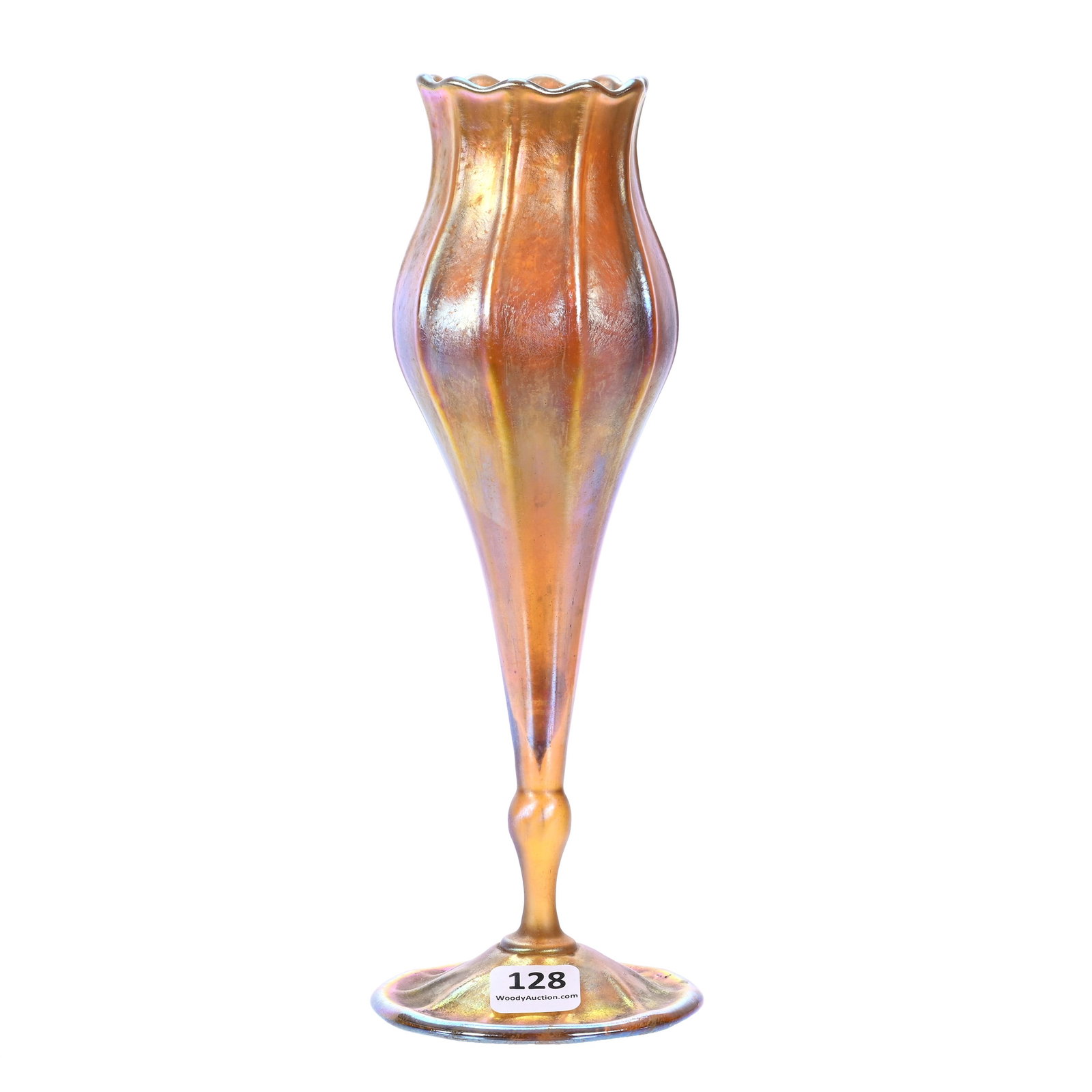 Pedestal Vase, Signed L.C. Tiffany-Favrile, #9434K Gold Iridescent Art Glass (1 of 4)