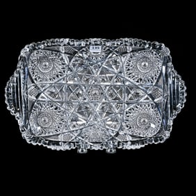 Rectangular Tray, American Brilliant Cut Glass, Jewel Pattern By Libbey