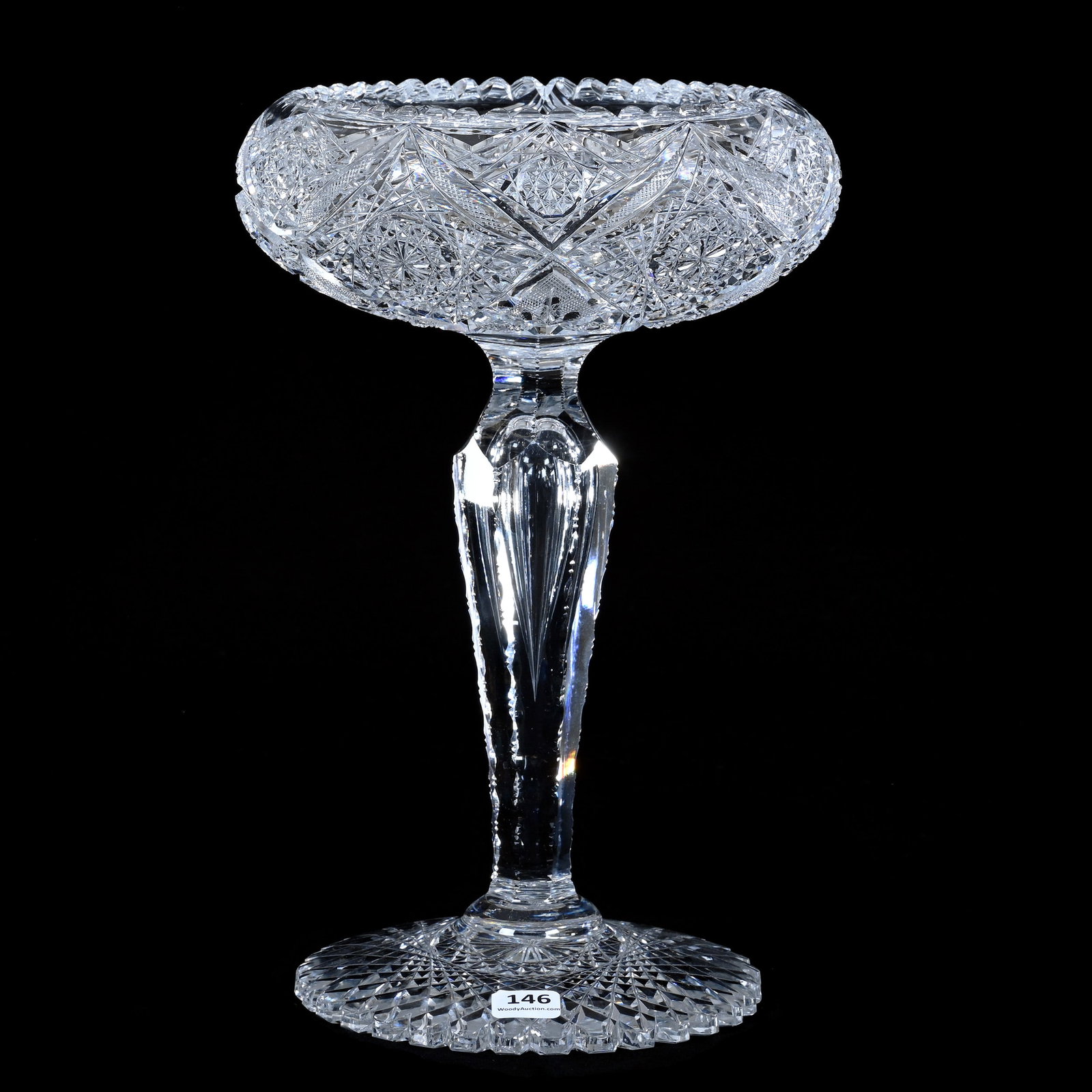 Compote, Rolled Rim, American Brilliant Cut Glass, Pattern #100 By Elmira (1 of 3)