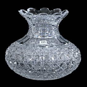 Flower Center, American Brilliant Cut Glass, Harvard Type Pattern