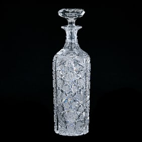 Whiskey Decanter, American Brilliant Cut Glass, Genoa #2 Pattern By Egginton