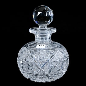 Large Cologne Bottle, American Brilliant Cut Glass, Hobstar Clusters With Hobstar And Crosscutting