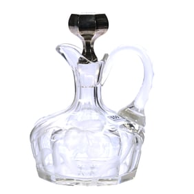 Ship's Decanter, American Brilliant Cut Glass, Flute Pattern With Engraved Orchid Decor