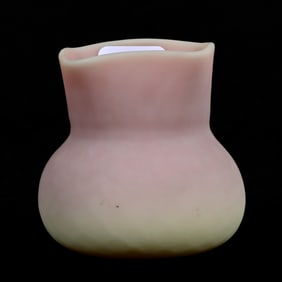 Vase, Mt. Washington Burmese, Diamond Quilted Design, Square Top