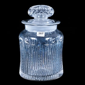 Humidor, American Brilliant Cut Glass, Prism And Star Pattern