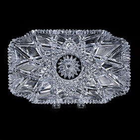 Rectangular Tray, American Brilliant Cut Glass, Parisian Pattern By Dorflinger