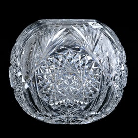 Rose Bowl, American Brilliant Cut Glass, "Caprice" Pattern By Higgins & Seiter
