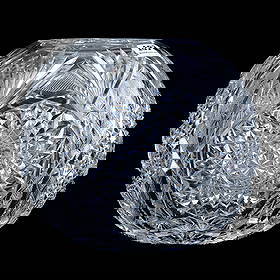 Rose Bowl, American Brilliant Cut Glass, "Caprice" Pattern By Higgins & Seiter: 4.5 lbs, 6.25" x 7.5", Rose Bowl, American Brilliant Cut Glass, "Caprice" Pattern By Higgins & Seiter, As Shown In Catalog No. 12, Four Alternating Sections Of Hobstar, Crosscutting, Prism, Star And F