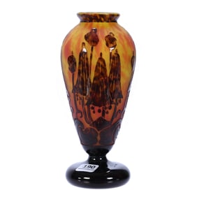 Vase, Charles Schneider French Cameo Art Glass Signed Le Verre Francais