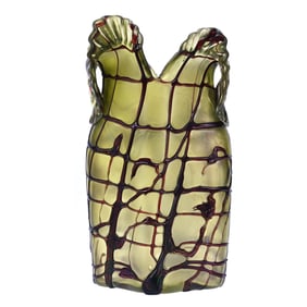 Vase, Pallme-Koenig Green Veined Art Glass