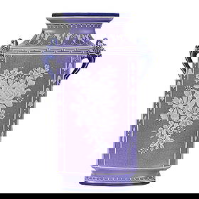 Two Handled Vase, Marked Nippon: 2.08 lbs, 9.75" x 6.25" x 3", Two Handled Vase, Marked Nippon, Lavender Background With Rare Wedgwood Decor, Illinois Private Collection.