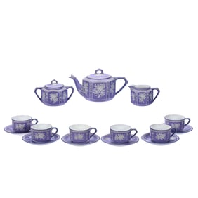Tea Service, Marked Nippon, Rare Lavender Background With Wedgewood Decor