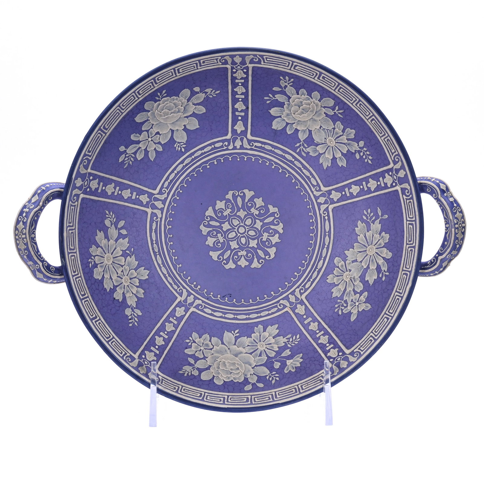 Pedestal Two Handle Bowl, Marked Nippon, Rare Lavender Background With Wedgewood Decor (1 of 2)