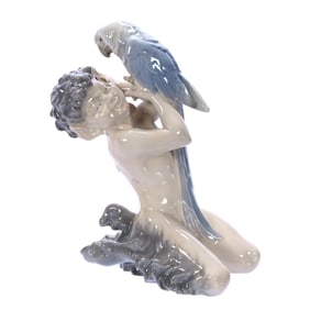 Figurine Marked Royal Copenhagen #752 Titled "Faun With Parrot"