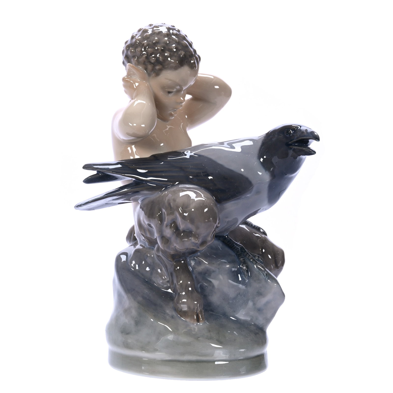 Figurine Marked Royal Copenhagen #2113 Titled "Faun With A Crow" (1 of 3)
