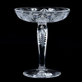 Compote, American Brilliant Cut Glass, Signed Tuthill Phlox Pattern