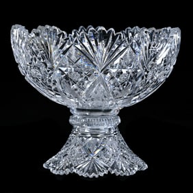 Eggnog Bowl, Two Part, American Brilliant Cut Glass, Signed Hawkes Gladys Pattern