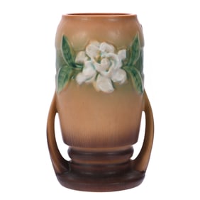 Vase, Two Handles, Roseville #683-8 Art Pottery, Gardenia Pattern
