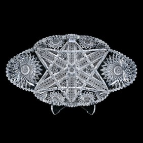 Ice Cream Tray, American Brilliant Cut Glass, Pattern Strongly Resembles Atlantic Pattern By Empire