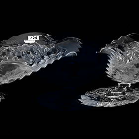 Pedestal Ruffled Bowl, American Brilliant Cut Glass, Signed Tuthill: 2.06 lbs, 4.5" x 9", Pedestal Ruffled Bowl, American Brilliant Cut Glass, Signed Tuthill, Engraved Vintage Pattern With Pattern Engraved Foot, The Bob Lawroski Estate.