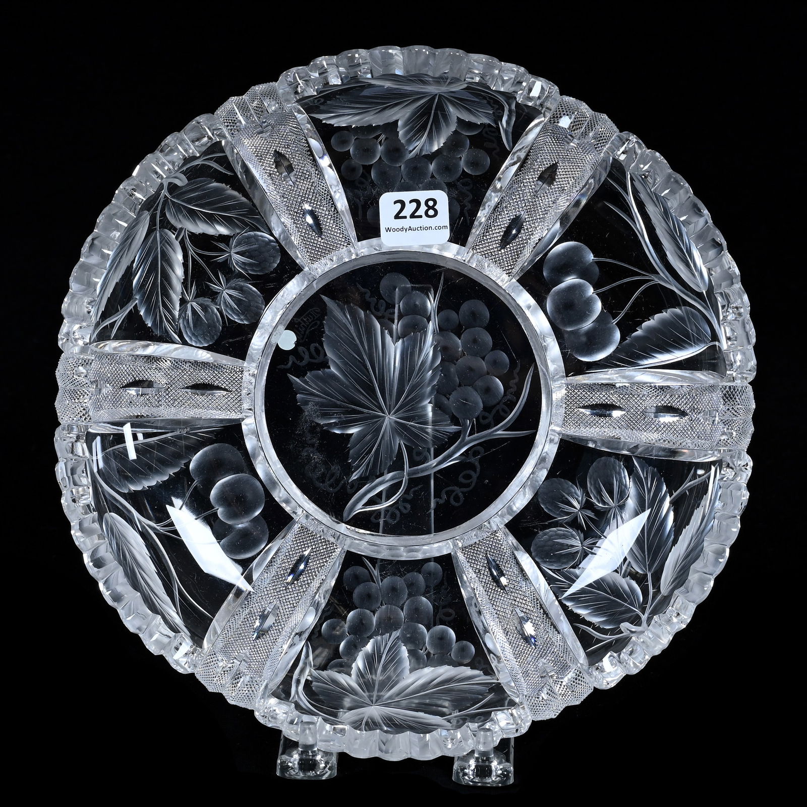 Low Bowl, American Brilliant Cut Glass, Signed Tuthill With Panels Of Engraved Fruit (1 of 2)