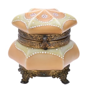 Jewel Box, Six-Sided, Marked Nakara Art Glass