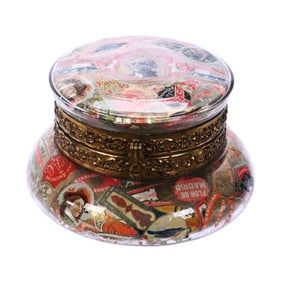 Rare Crystal And Cigar Band Jewel Box By C.F. Monroe