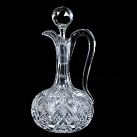 Decanter, Handled, American Brilliant Cut Glass, Signed Hawkes St. Regis Pattern