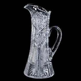 Tankard, American Brilliant Cut Glass, Hobstar, Crosscutting, Prism, Cane And Fan Motif