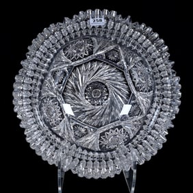 Deep Bowl, American Brilliant Cut Glass, Pinwheel Center With Hobstar, Crosscut Diamond And Star