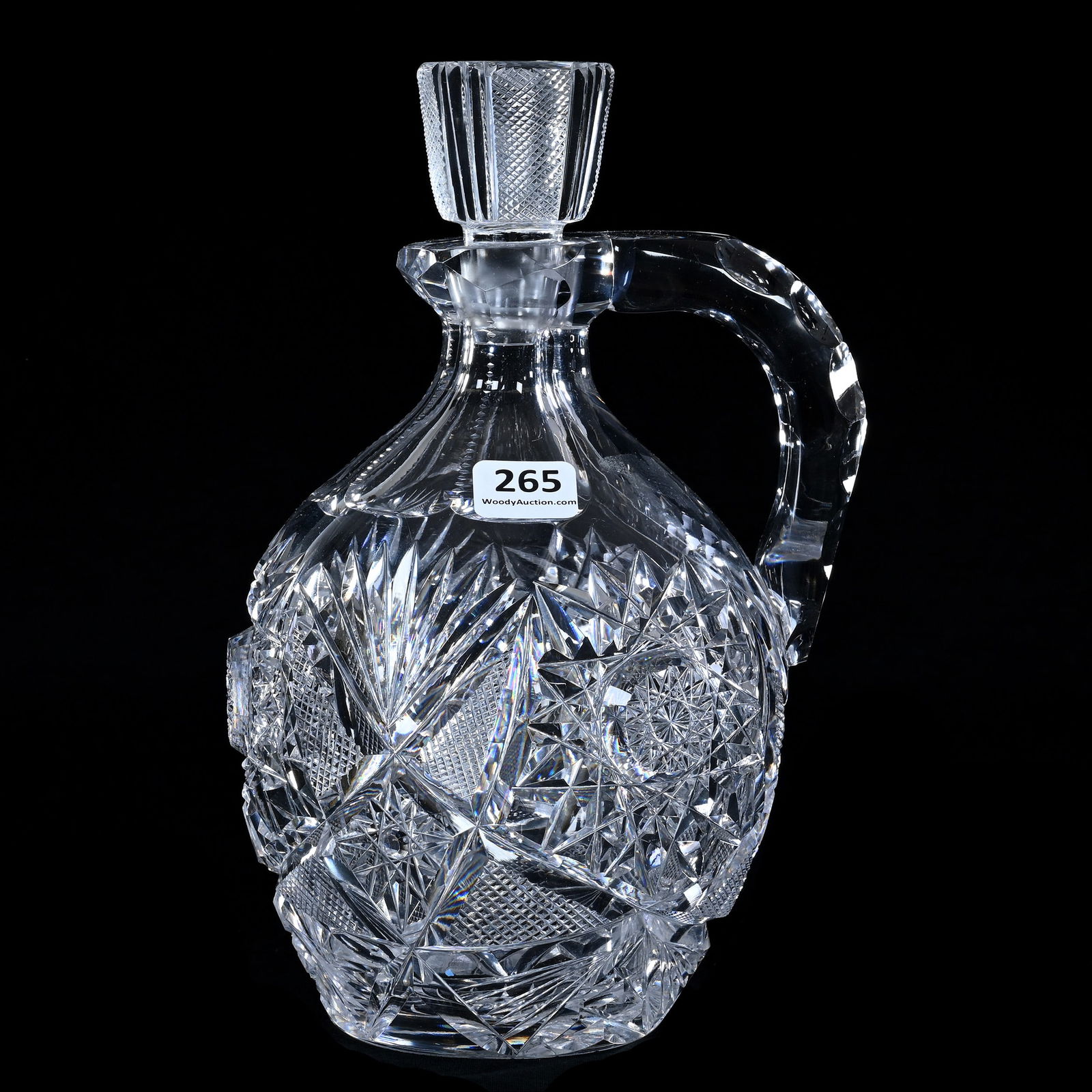 Whiskey Jug, American Brilliant Cut Glass, Hobstar, Crosscutting And Fan Motif (1 of 3)