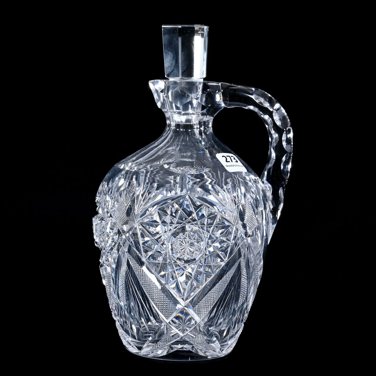 Whiskey Jug, American Brilliant Cut Glass, Hobstar, Crosscutting, Vesica And Fan Motif (1 of 3)